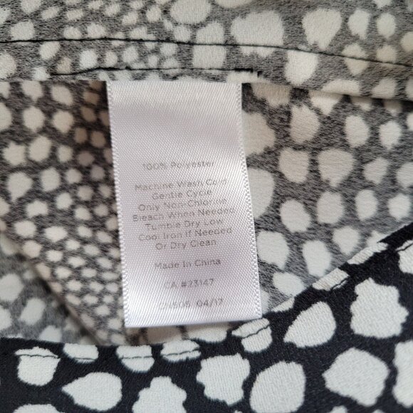 TAlbots Womens Top Size 1XP Black white Abstract Dot Side Tie Career Work 16452 - Picture 4 of 7